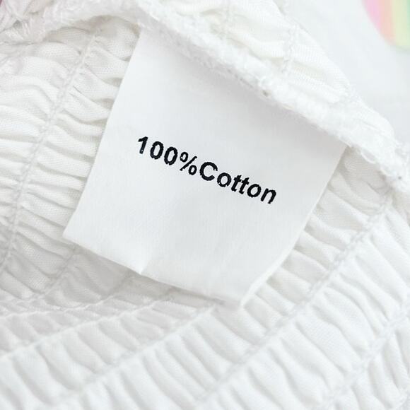 Queen of Sparkles White Smocked Top Iridescent Sequin Polka Dot Womens Size XS - Picture 9 of 14